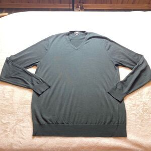 Uniqlo Black 100% Merino Wool V-Neck Long Sleeve Sweater Size Large